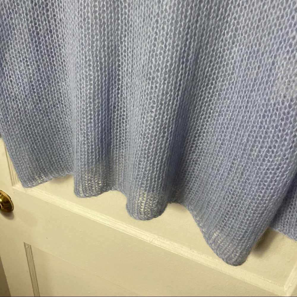 Eileen Fisher lilac periwinkle kid mohair open knit cowl sweater L - Picture 4 of 10